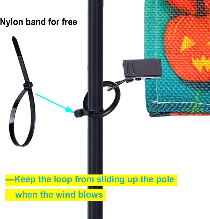 Luckupper Garden Flag Clips and Stoppers - Anti-Wind Accessories - C Clamp and Stainless Steel Clip with Loop for Garden Flag Holder Stand - Image 5
